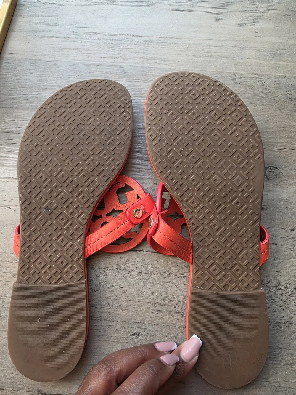 Tory Burch Women’s Poppy Red Miller Logo Thong Sandals
